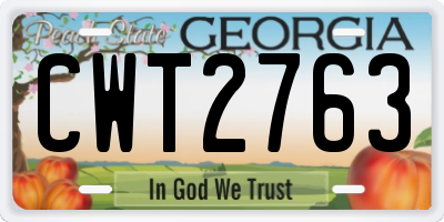 GA license plate CWT2763