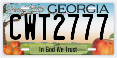 GA license plate CWT2777