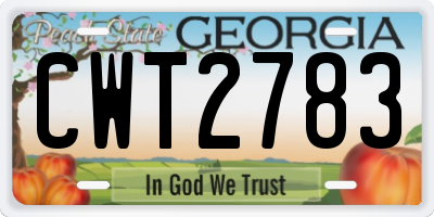 GA license plate CWT2783