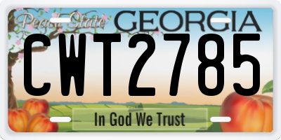 GA license plate CWT2785