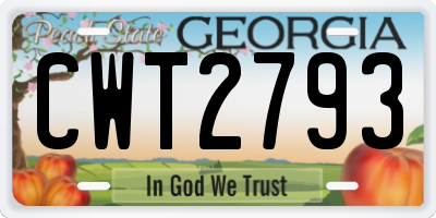 GA license plate CWT2793