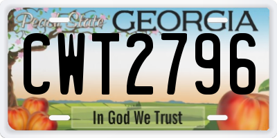 GA license plate CWT2796