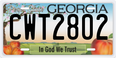GA license plate CWT2802