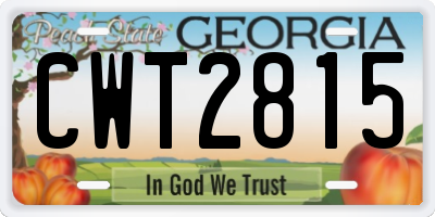 GA license plate CWT2815