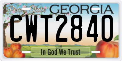 GA license plate CWT2840