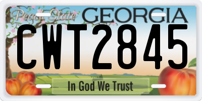 GA license plate CWT2845