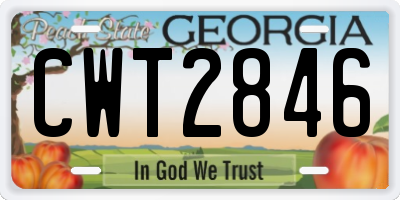 GA license plate CWT2846