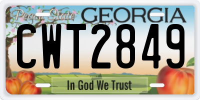 GA license plate CWT2849