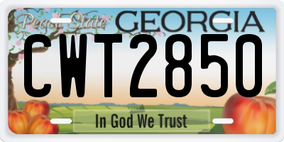 GA license plate CWT2850