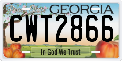 GA license plate CWT2866