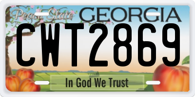 GA license plate CWT2869