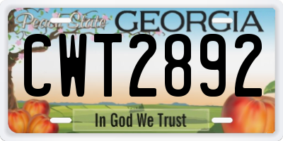 GA license plate CWT2892