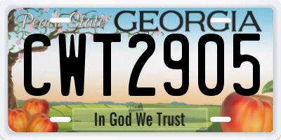 GA license plate CWT2905