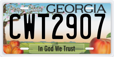 GA license plate CWT2907