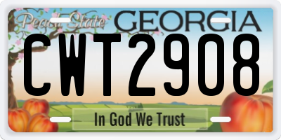 GA license plate CWT2908