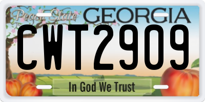 GA license plate CWT2909