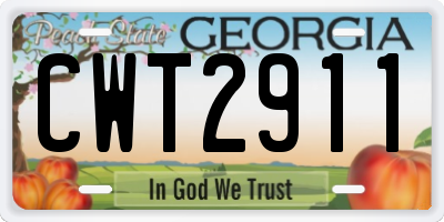 GA license plate CWT2911