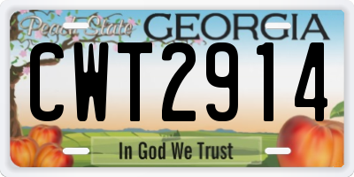 GA license plate CWT2914