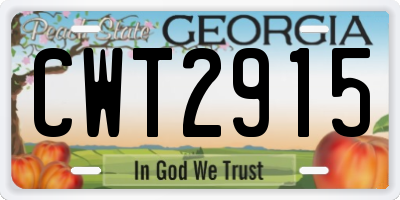 GA license plate CWT2915