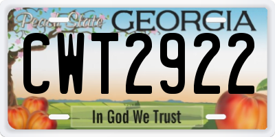 GA license plate CWT2922