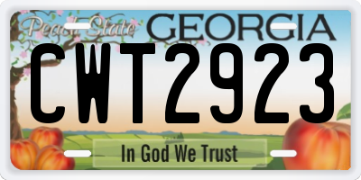 GA license plate CWT2923