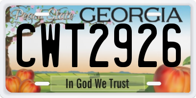 GA license plate CWT2926