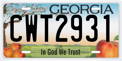 GA license plate CWT2931