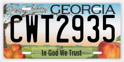 GA license plate CWT2935