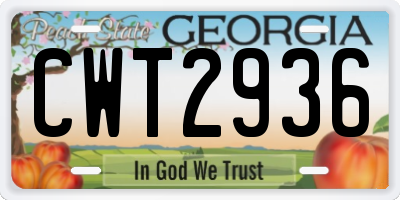 GA license plate CWT2936