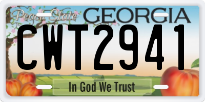 GA license plate CWT2941