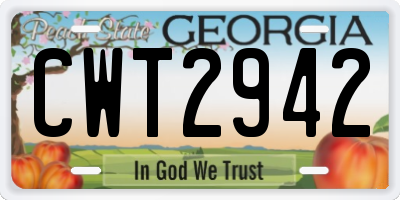 GA license plate CWT2942
