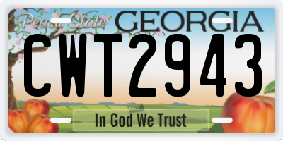 GA license plate CWT2943