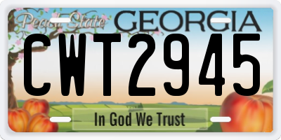 GA license plate CWT2945