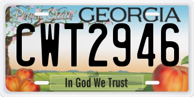 GA license plate CWT2946