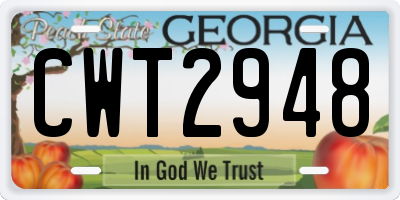 GA license plate CWT2948