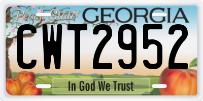 GA license plate CWT2952