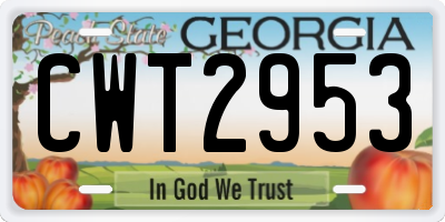 GA license plate CWT2953