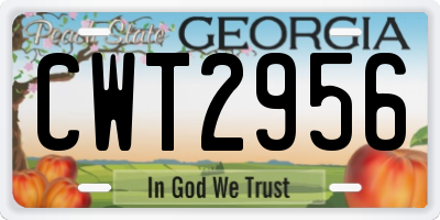 GA license plate CWT2956