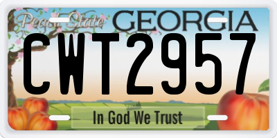 GA license plate CWT2957