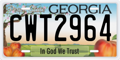 GA license plate CWT2964