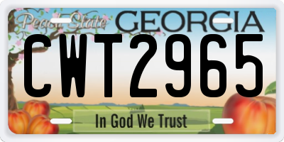 GA license plate CWT2965