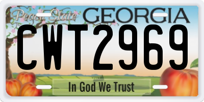 GA license plate CWT2969