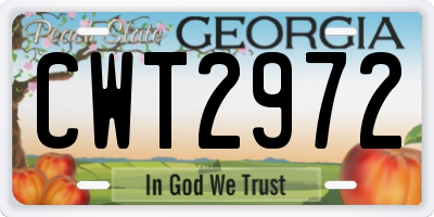 GA license plate CWT2972