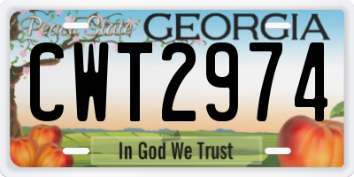 GA license plate CWT2974