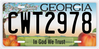 GA license plate CWT2978