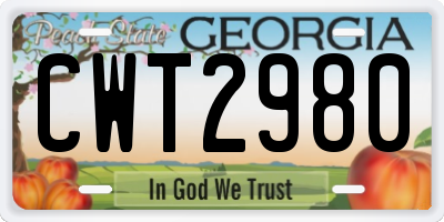 GA license plate CWT2980