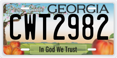 GA license plate CWT2982