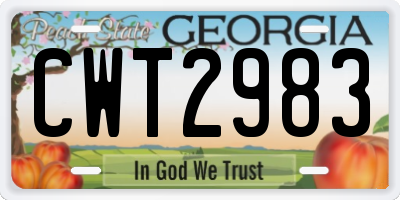 GA license plate CWT2983