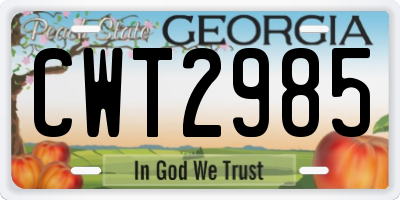 GA license plate CWT2985