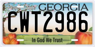 GA license plate CWT2986